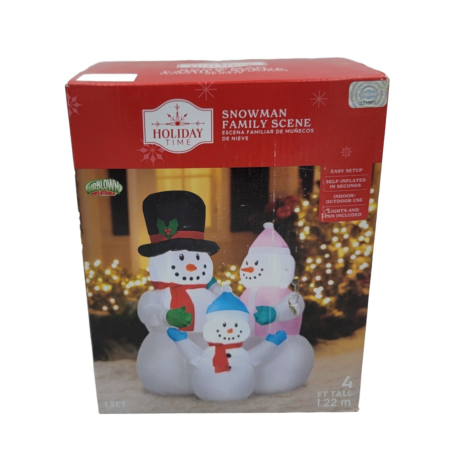 Christmas Holiday Airblown Inflatable 4 Ft. Snowman Family Scene New