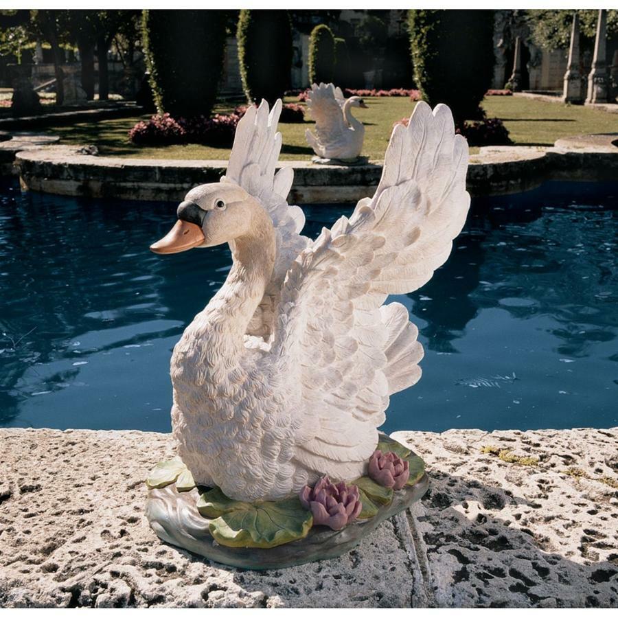 Grand Life Size Majestic Swan Wings Raised Home Garden Gallery Statue Sculpture