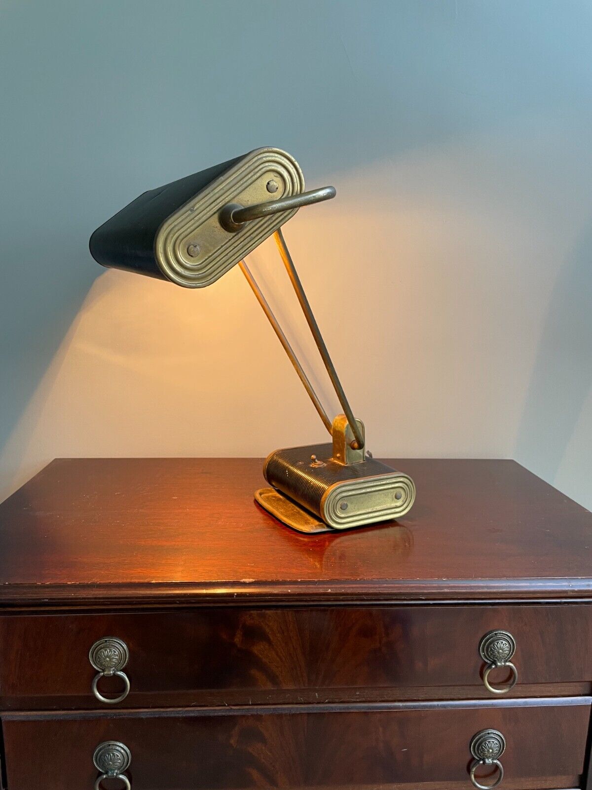Eileen Gray desk lamp Black aluminum brass MCM  lamp vintage lamp Second life