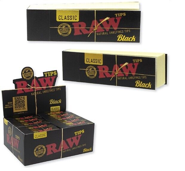 New RAW BLACK Natural Unrefined Tips FULL Box of 50 Packs 100% RAWthentic