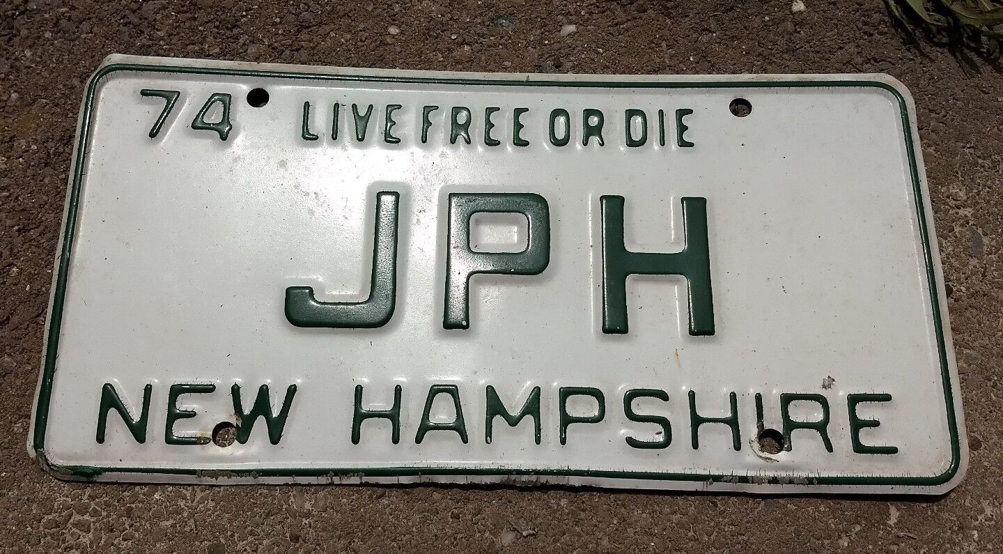 1974 New Hampshire License Plate Original Vanity Auto Tag 