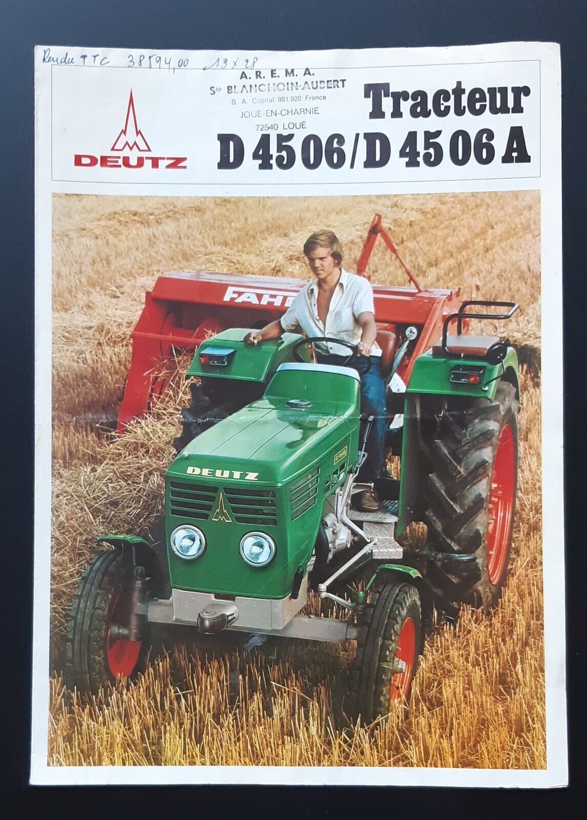 Leaflet Tractor Booklet Deutz D4506 Khd Prospekt 8 5/16x11 13/16in 3 Pages