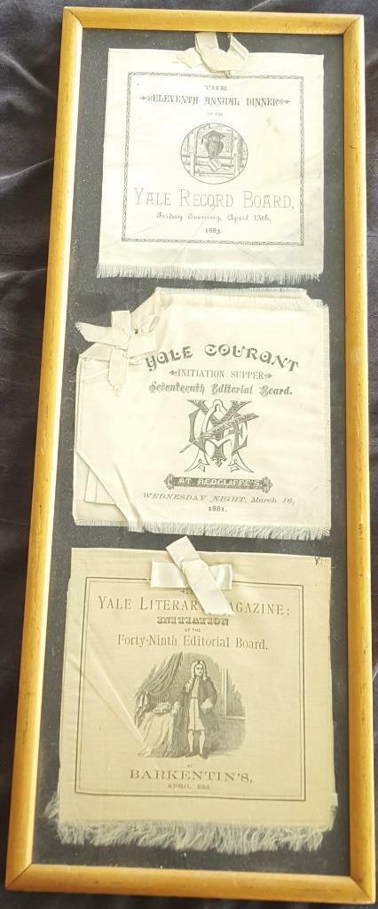 Framed Collection of Antique Yale Editorial Board Dinner Invitations - 1880's