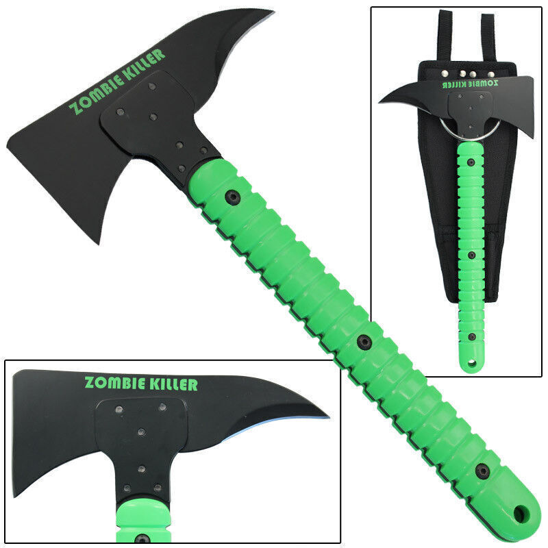 Zombie Killer Tactical Survival Axe Camping Hunting Green Fire Breaker+ Holster