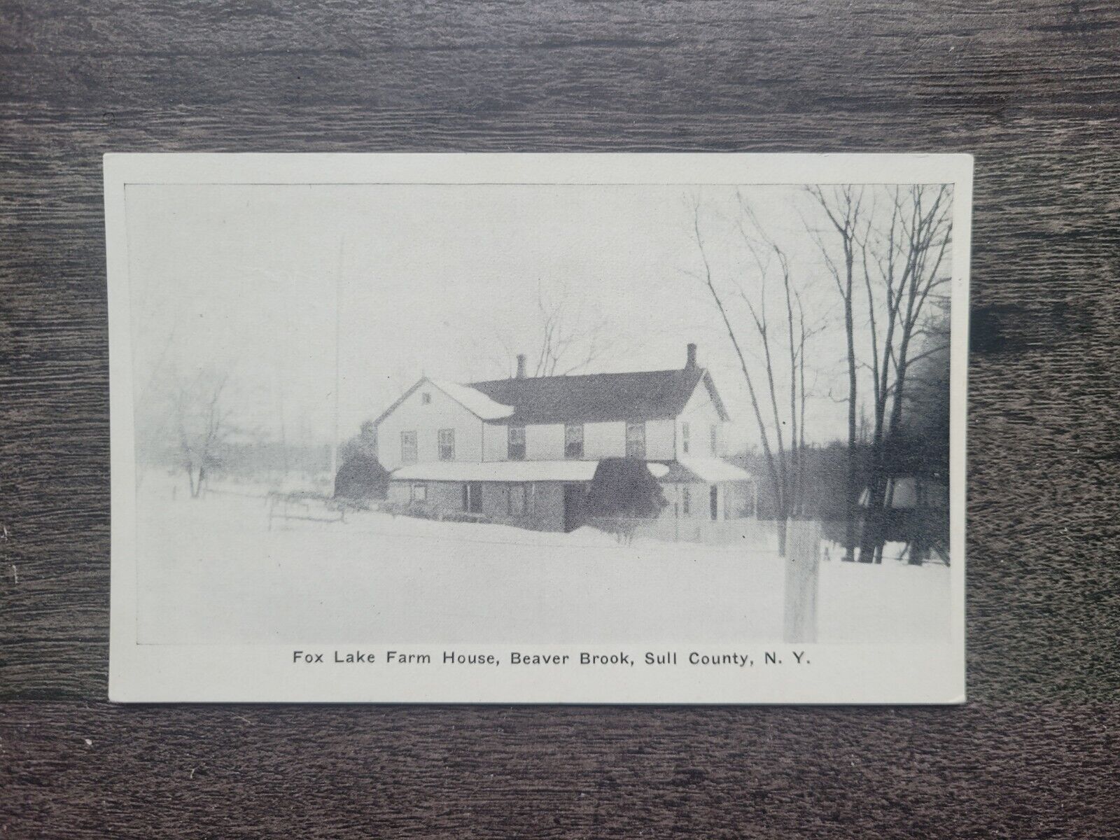 Vintage Postcard White Border Fox Lake Farm House Beaver Brook Sull County NY