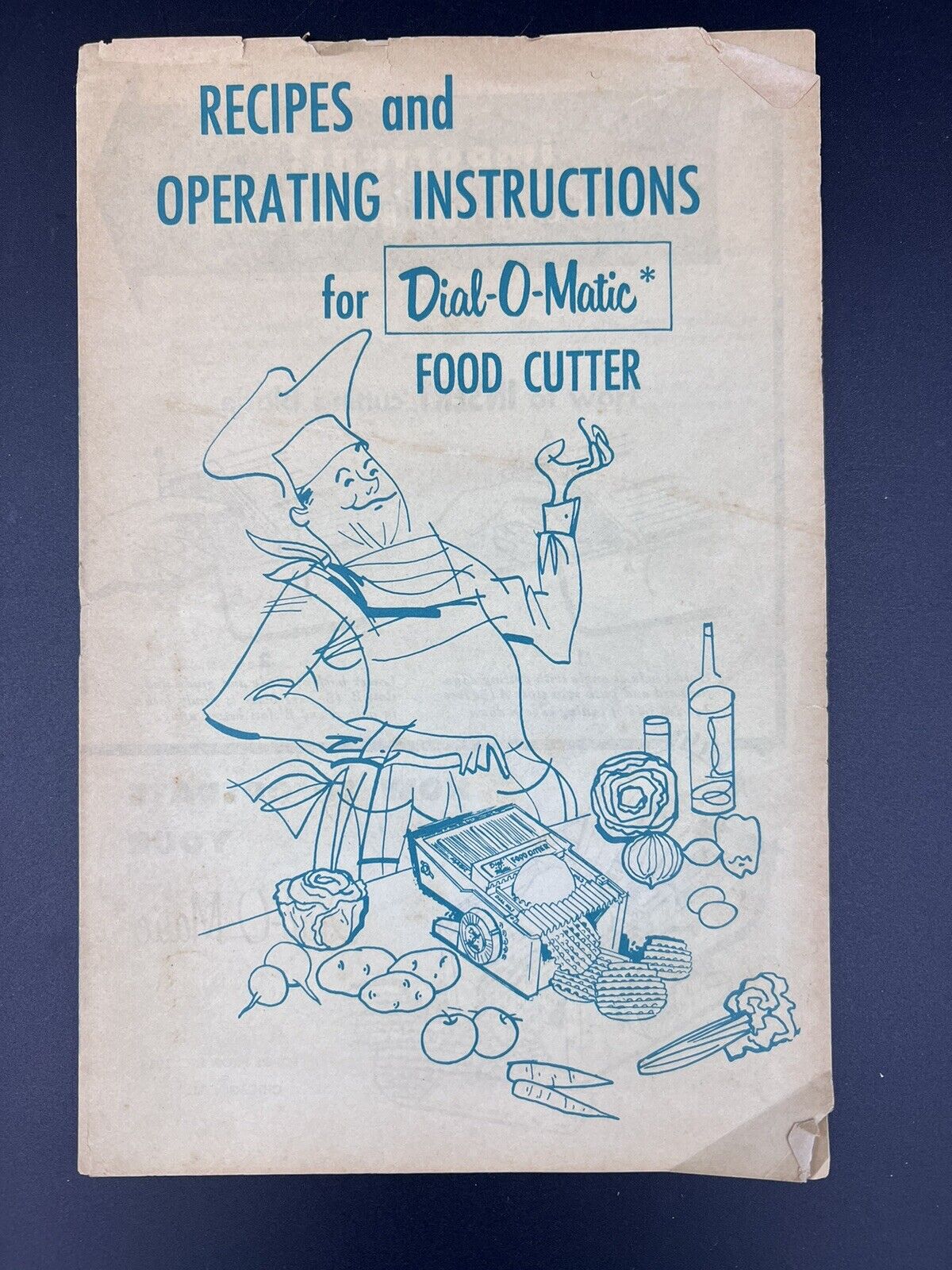 Vintage 1959 Print-Recipes & Operating Instructions For Dial-O-Matic Food Cutter