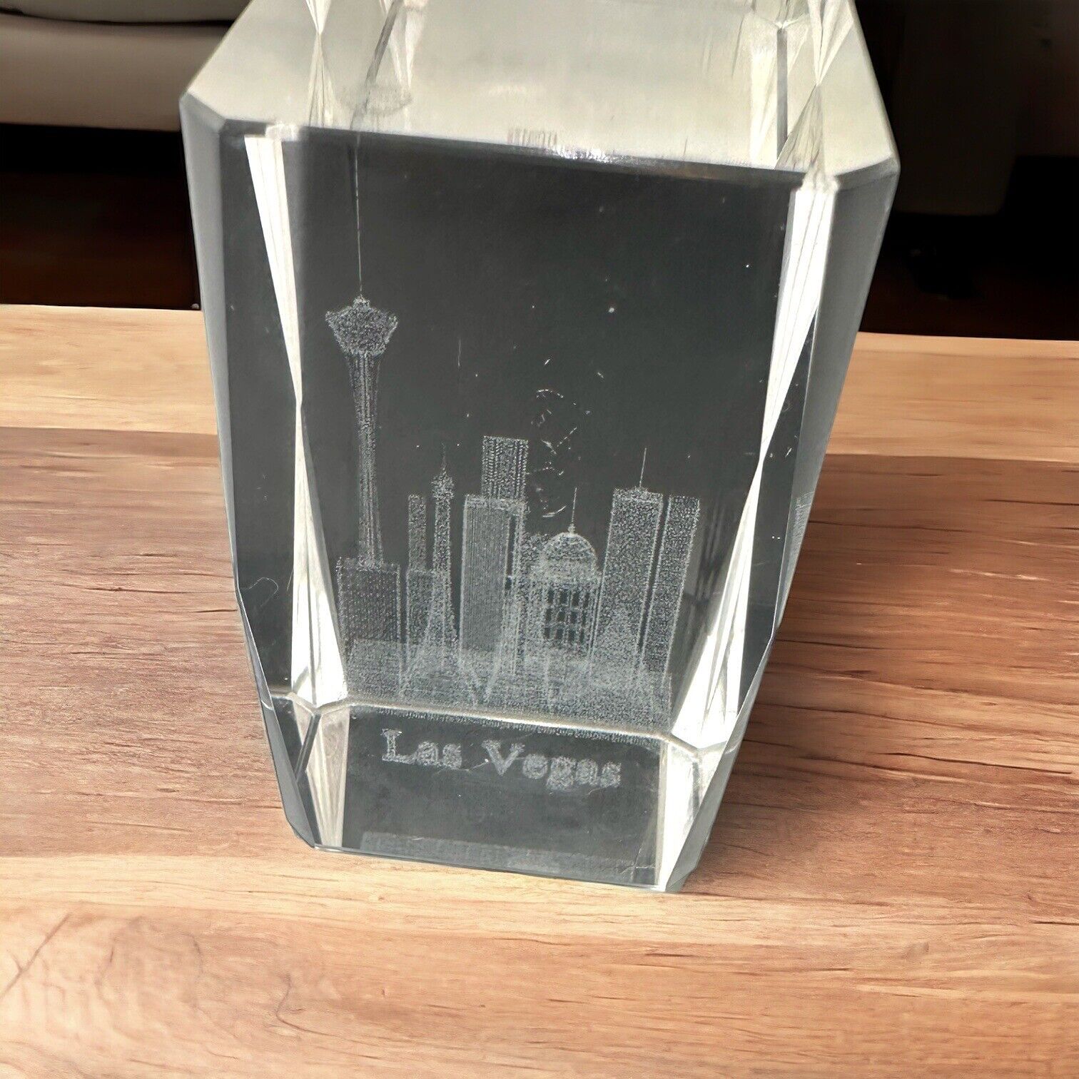 Glass paperweight  laser cut design inside LAS VEGAS 3x2x2 Skyline Souvenir