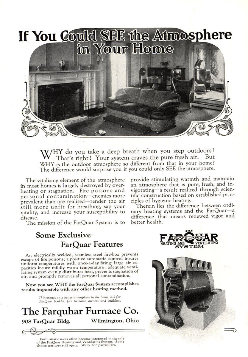 1923 Farquhar Furnace: See the Atmosphere Vintage Print Ad