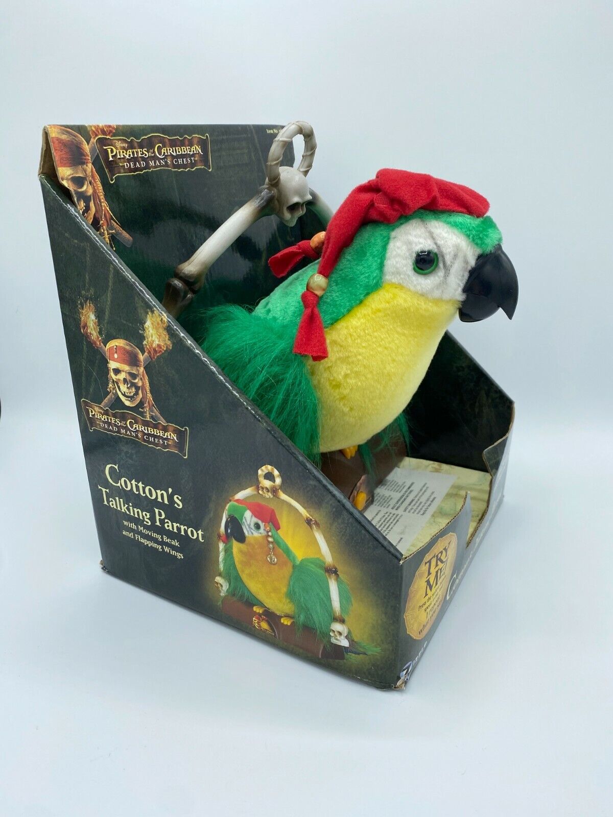 NEW IN BOX Disney Pirates Of The Caribbean Dead Man\'s Chest Talking Parrot Toy