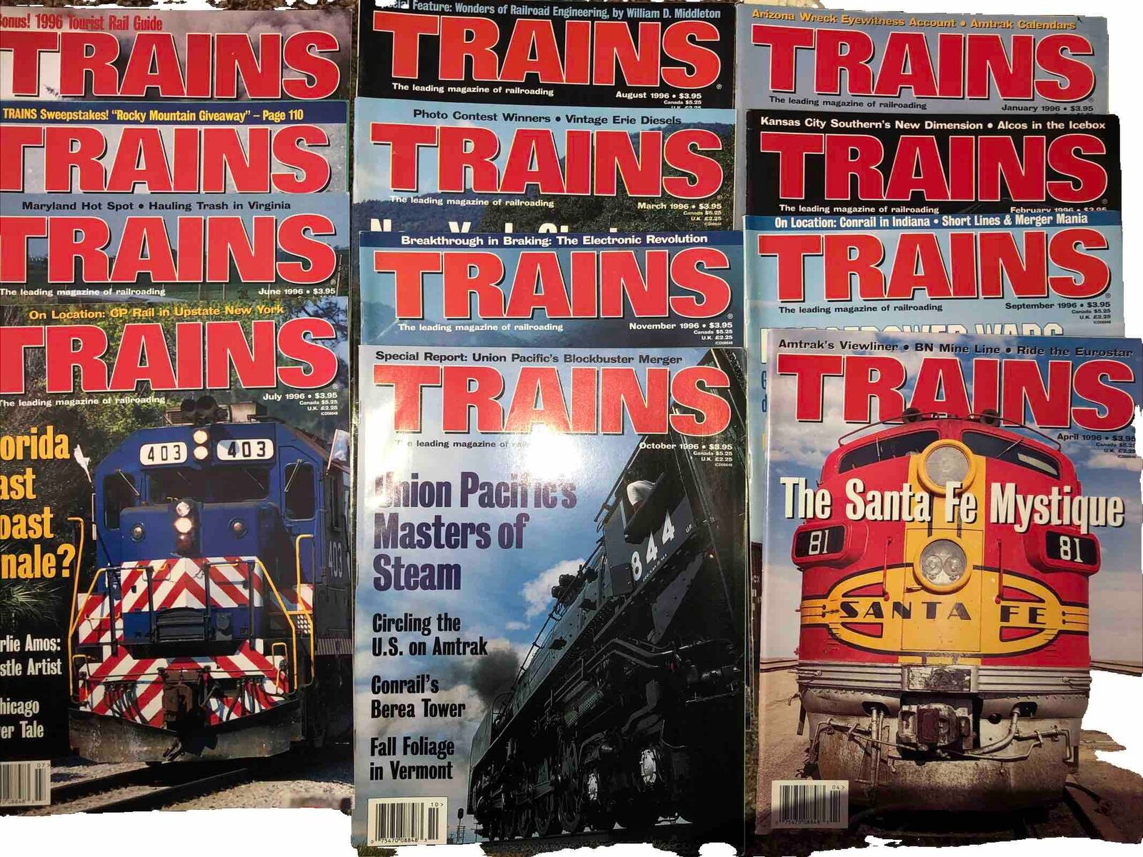 Trains 1996 Magazine 12 Issues Magazines