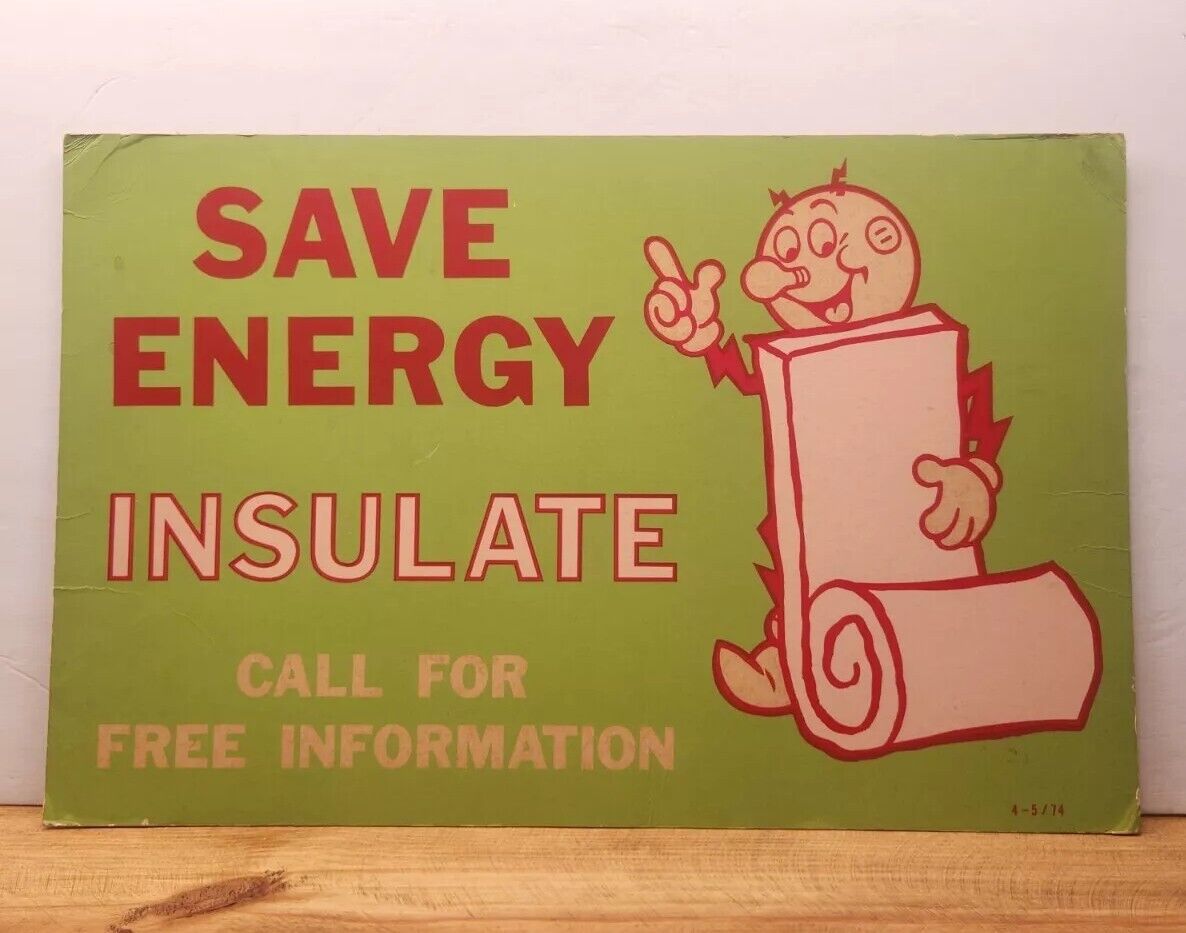 Vintage REDDY KILOWATT Cardboard STORE Energy Insulate ORIGINAL Promotional SIGN