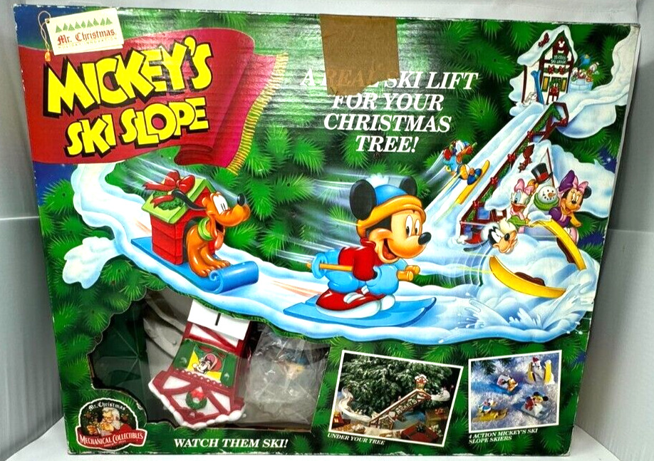 Vintage Mr. Christmas Mickey’s Ski Slope Ski Lift Ski Slope Complete *VERY RARE*