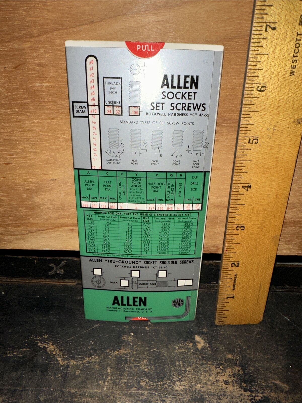 ALLEN SOCKET SET SCREWS (GRAPHING CALCULATOR/SLIDE CHART) THE ALLEN MFG CO. 1963