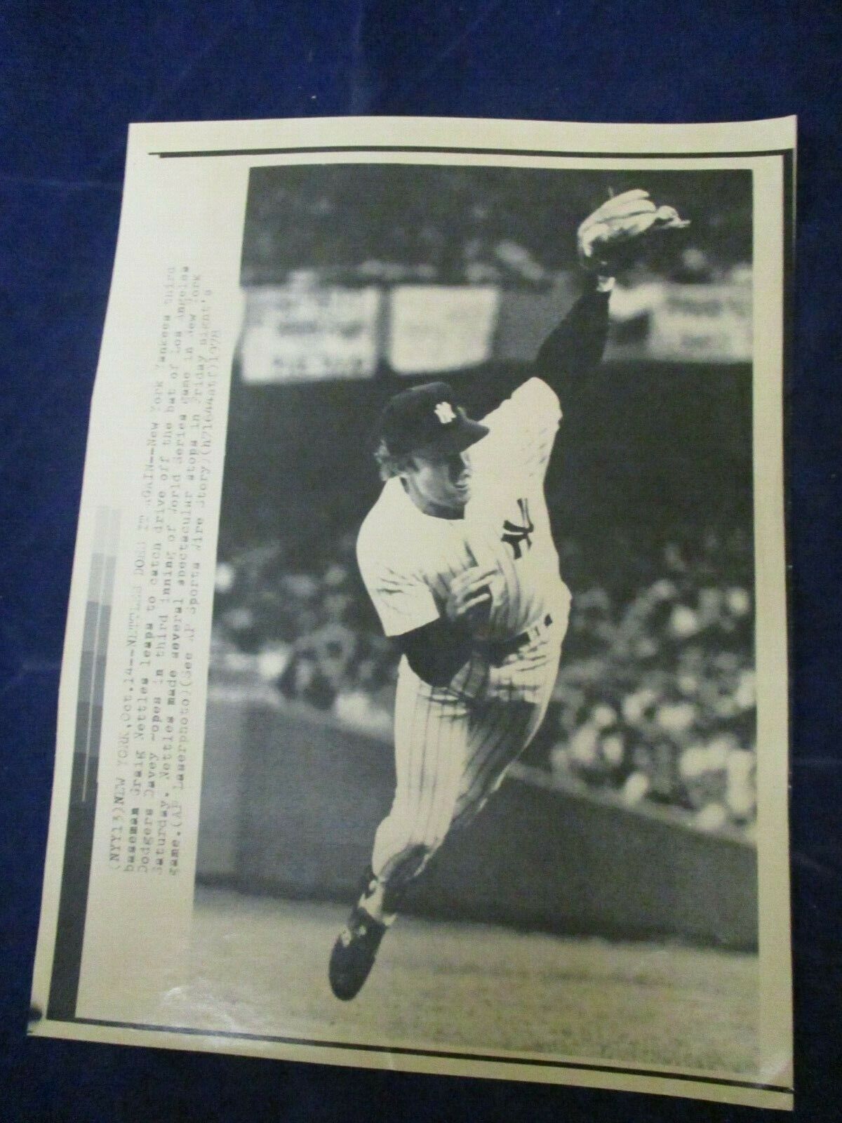 1978 MLB Graig Nettles 3B NYY diving catch World Series Vintage Wire Press Photo