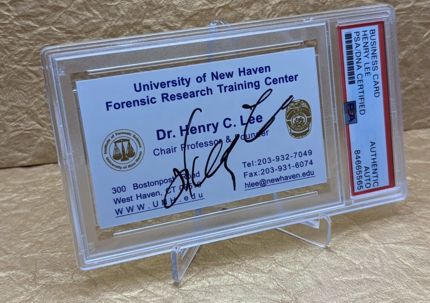Dr. Henry Lee Autograph PSA/DNA Signed Business Card Forensic Pathologist