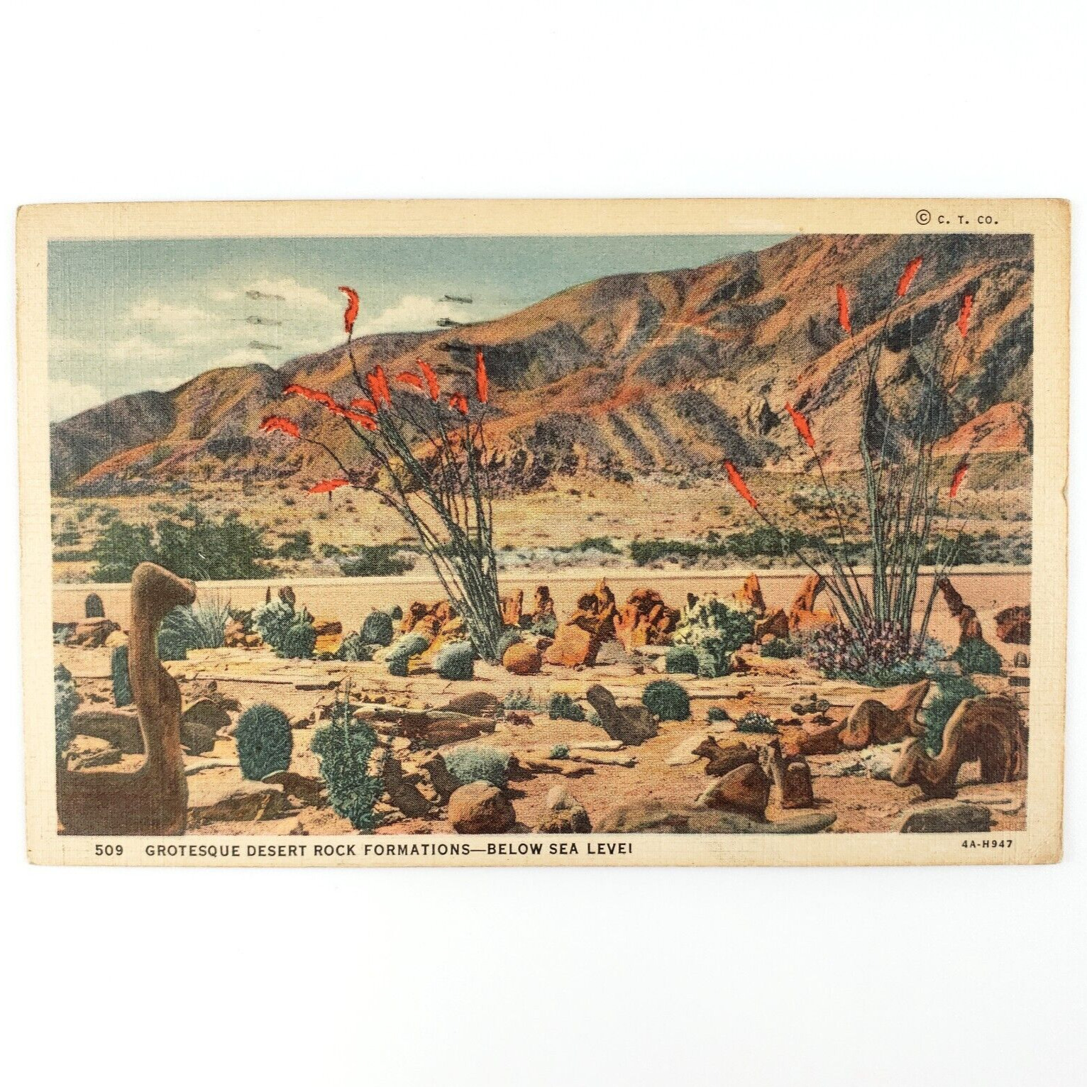Grotesque Desert Rock Formation Postcard 1940s Linen California Desert Art C1919