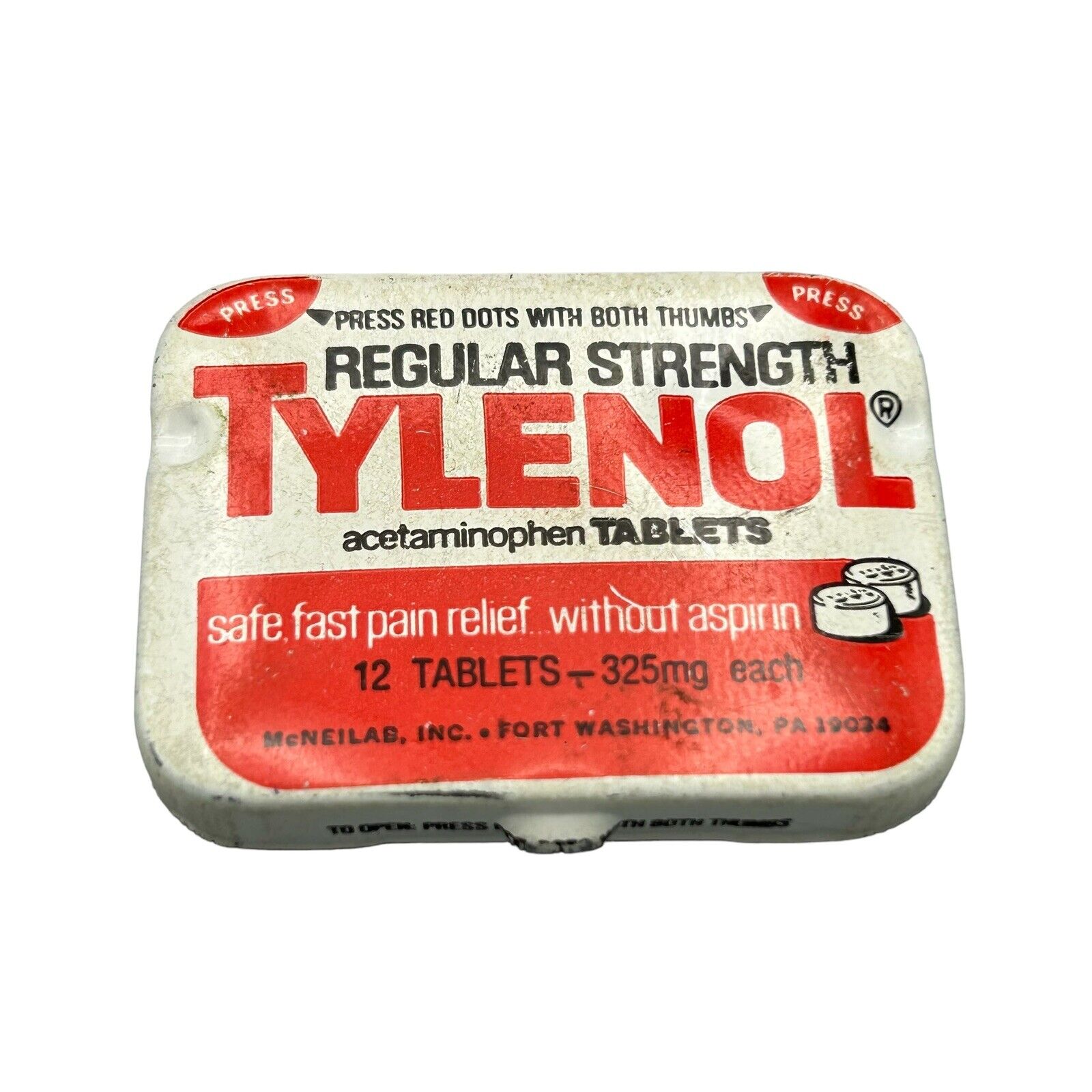 Vintage Tylenol Medicine Tin 12 Tablets Empty Good Condition Ships Quickly