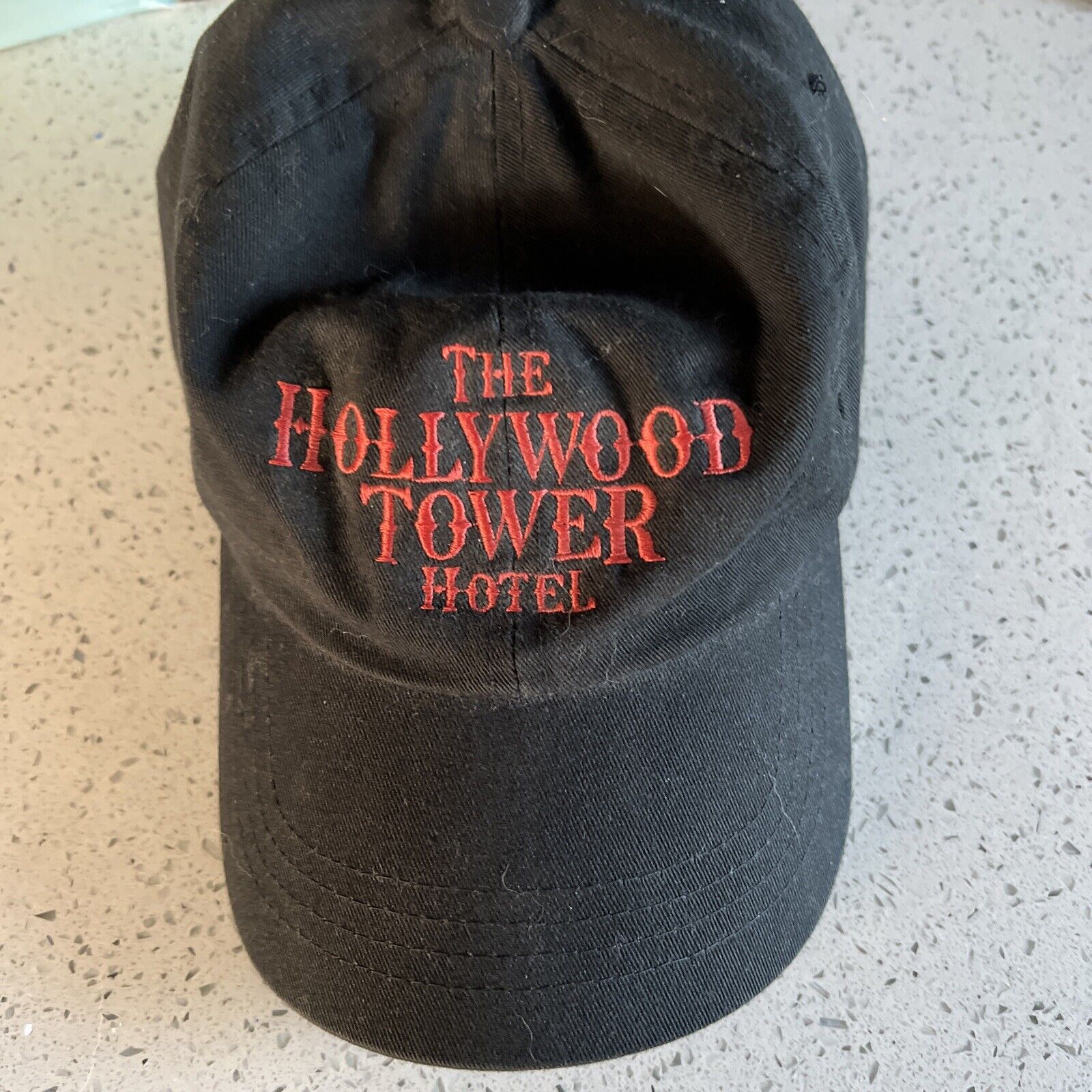 The Hollywood Tower Hotel Black Cast Member Hat RARE Y2K