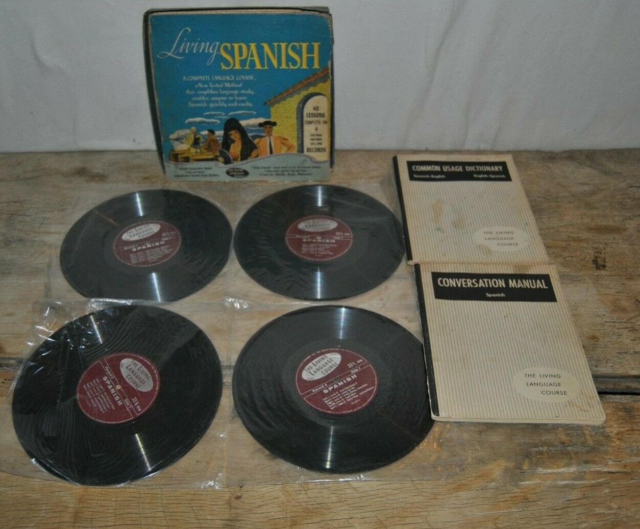 Living Spanish 4 LP Box Set The Living Language Course Vinyl 33 1/3 RPM