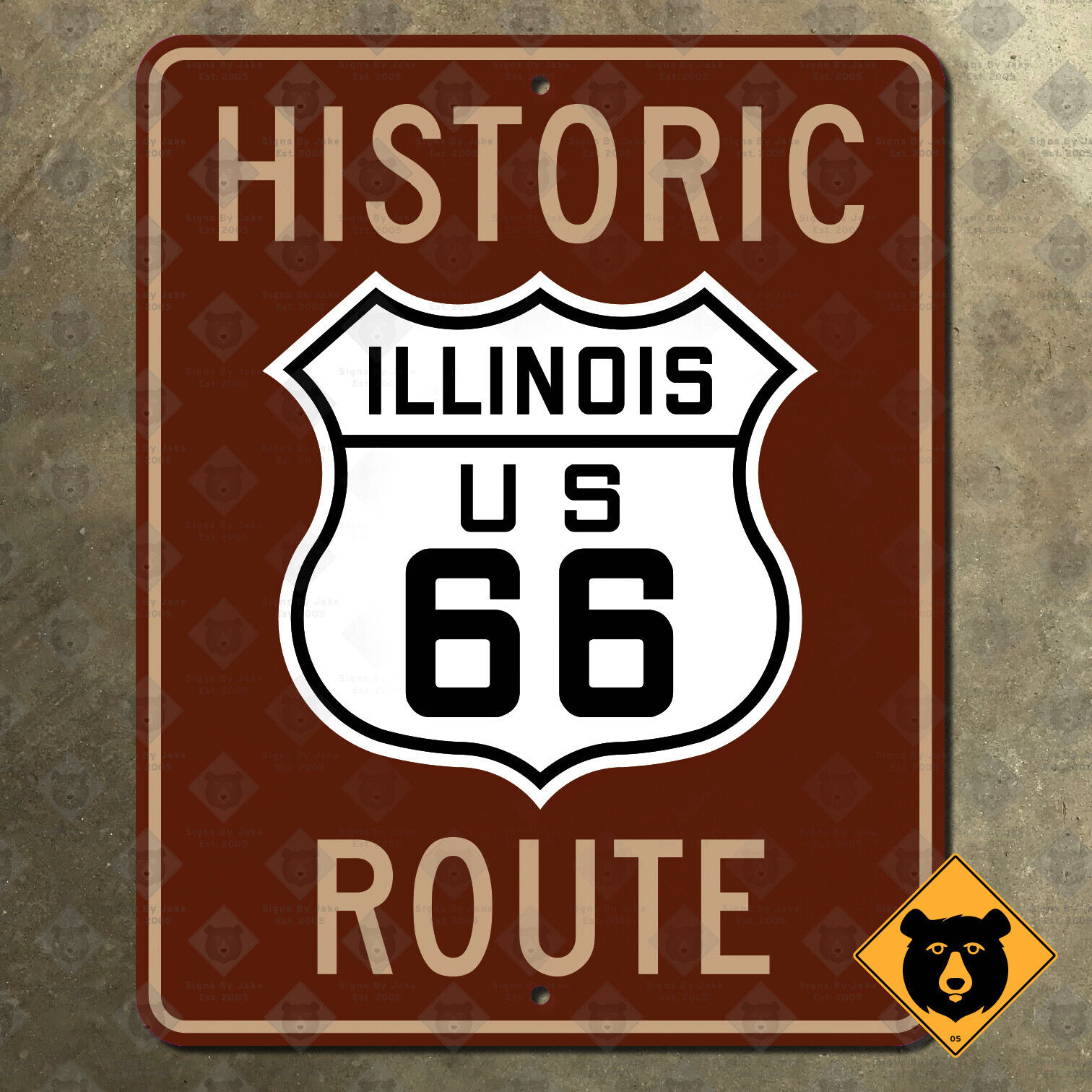 Illinois historic route US 66 Chicago highway road sign mother road 10x12