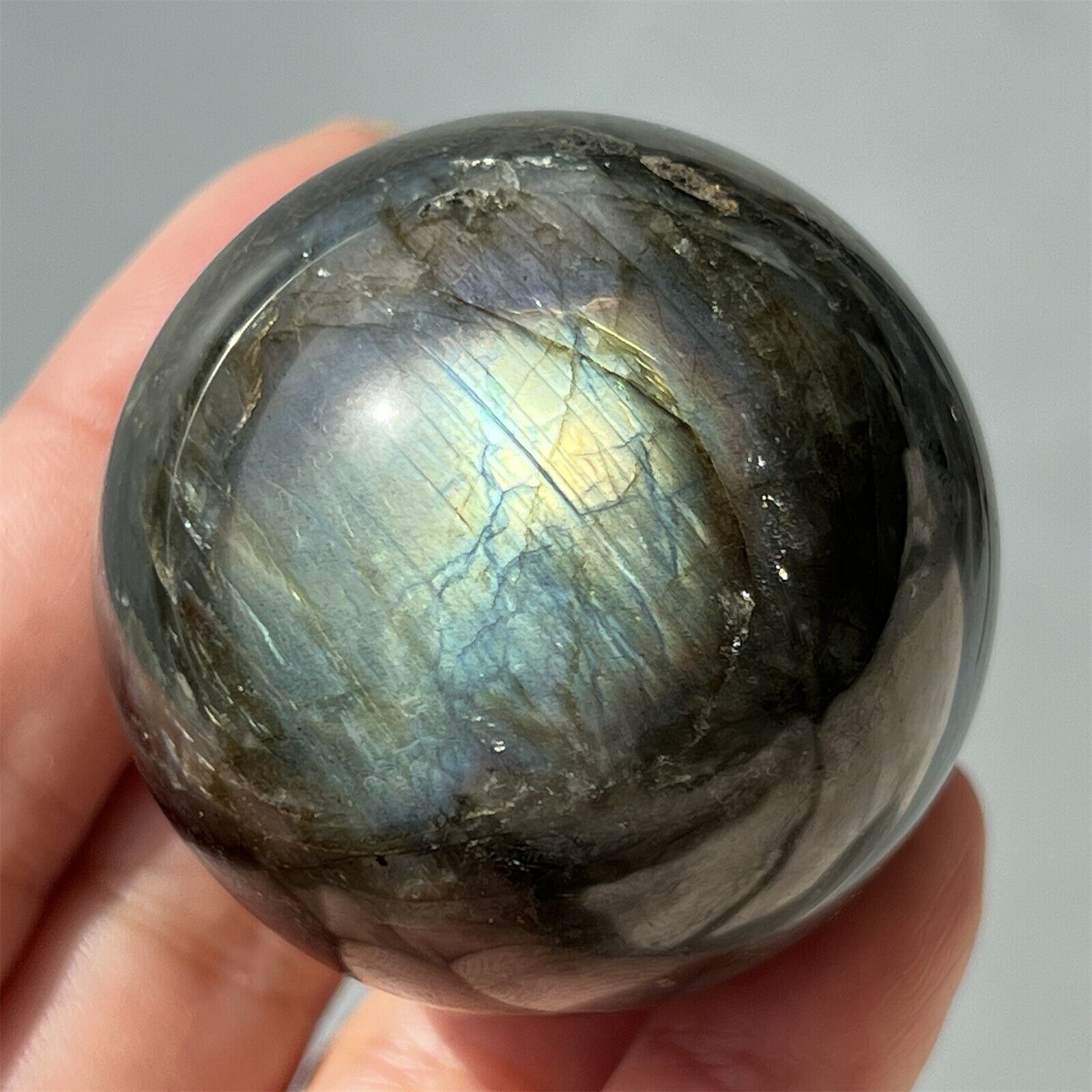 Top 40mm+ Natural labradorite carved sphere rainbow quartz crystal ball gem 1pc