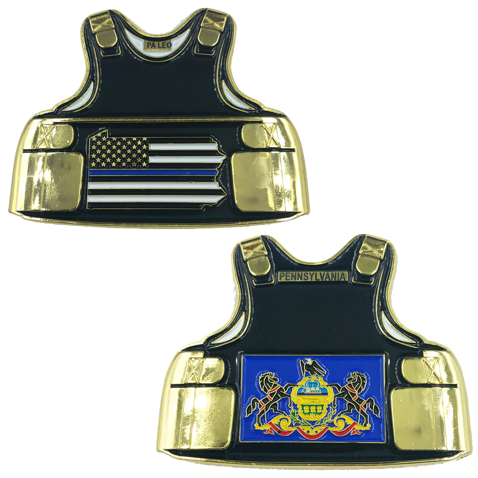 C-007 Pennsylvania LEO Thin Blue Line Police Body Armor State Flag Challenge Coi