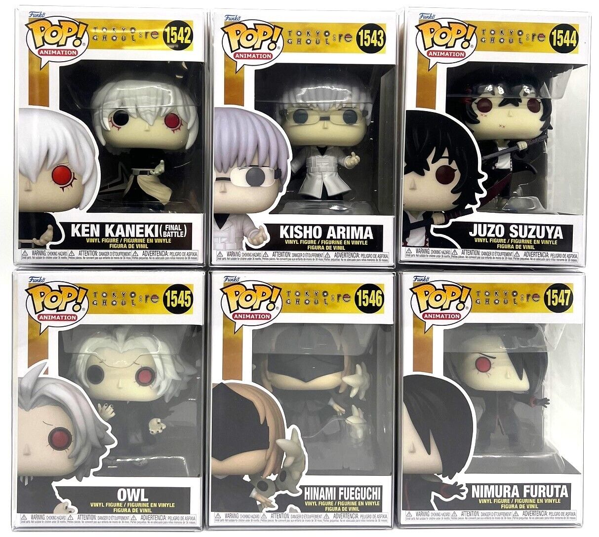 Funko Pop Tokyo Ghoul:Re S3 Complete Set of 6 with POP Protectors