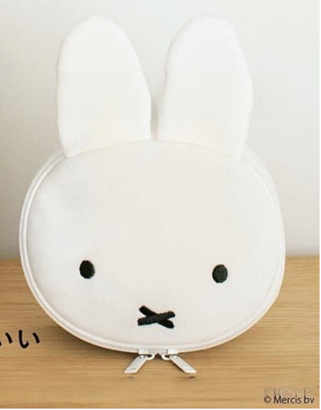 New Japan Miffy Rabbit White Furry Jewelry MakeUp LARGE Zip Pouch Purse Travel