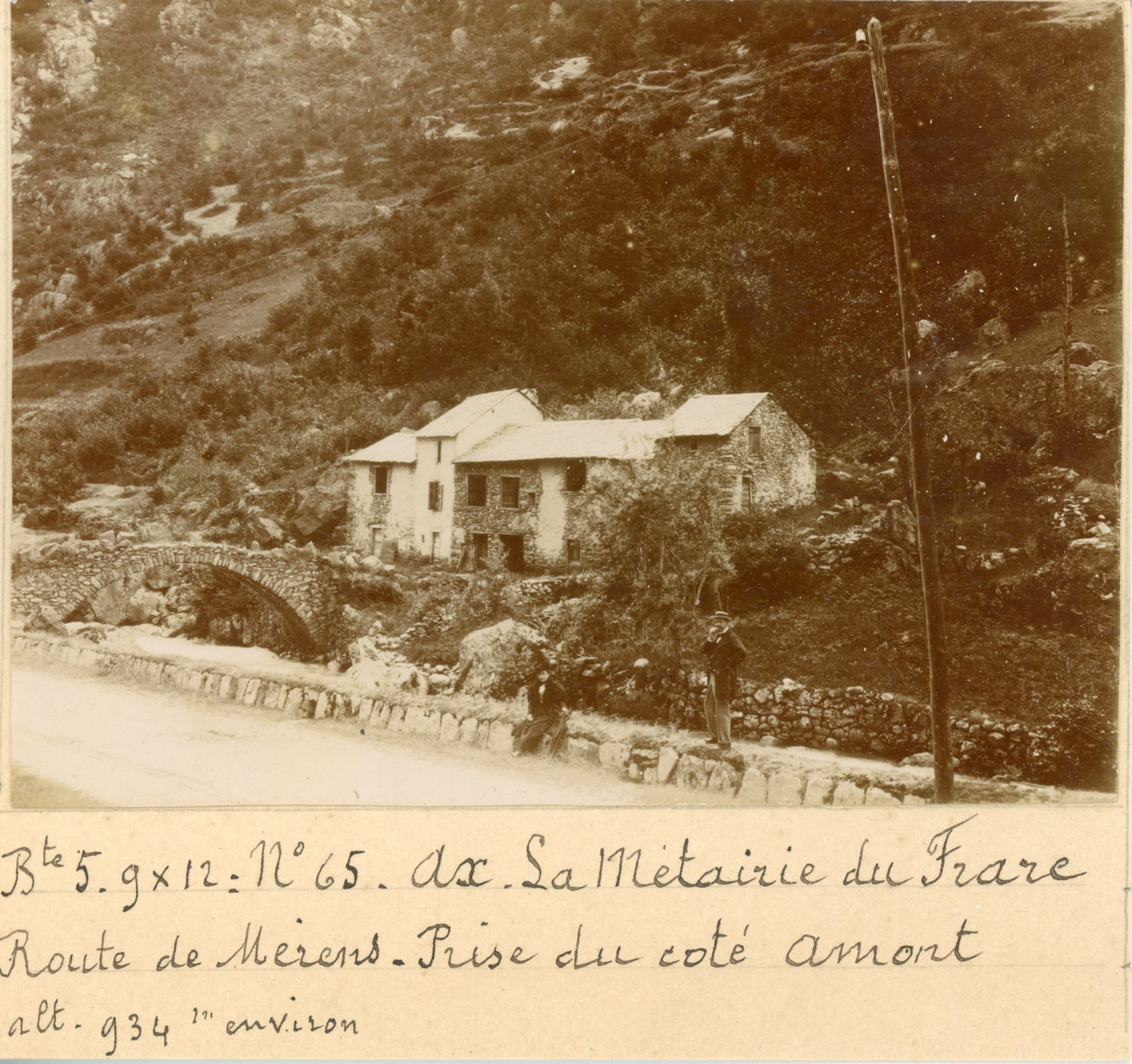 France, Ax, La metairie du Frare et route de Mérens, ca.1905, vintage citrate pr