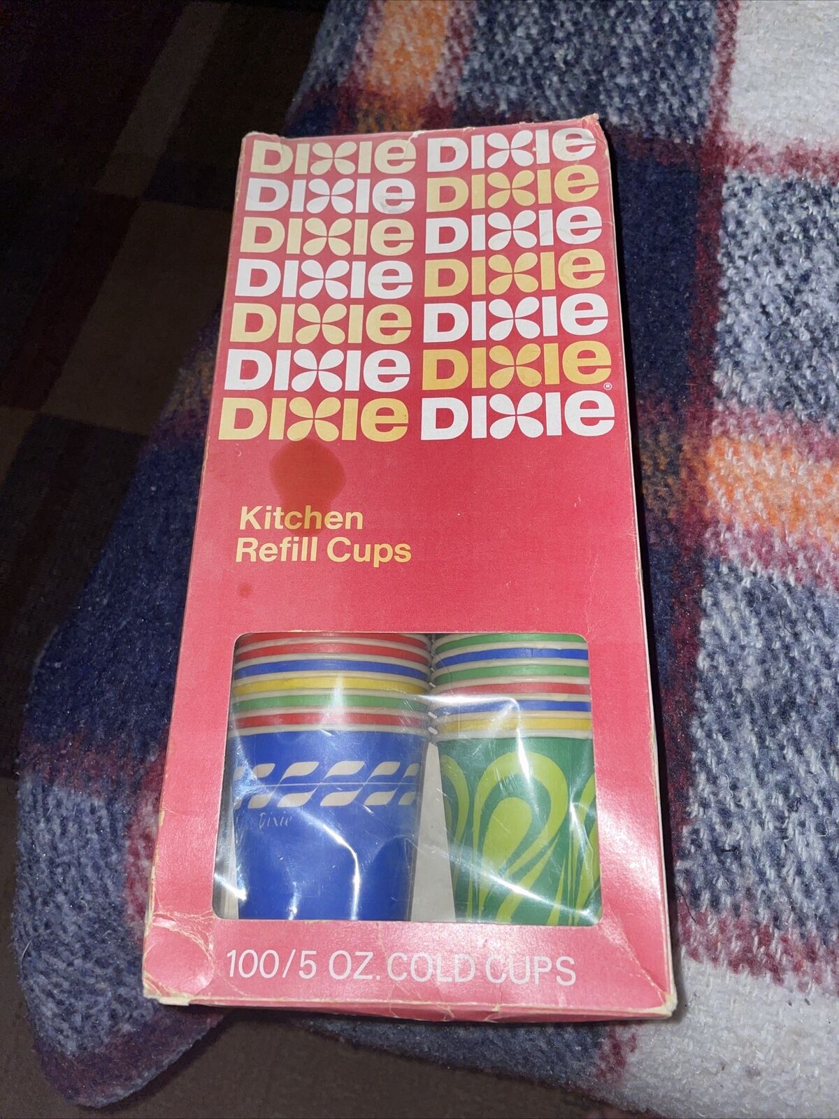 85 Vintage DIXIE Wax Cups Kitchen 5oz Refills Psychedelic Swirl Design & ~ 1970