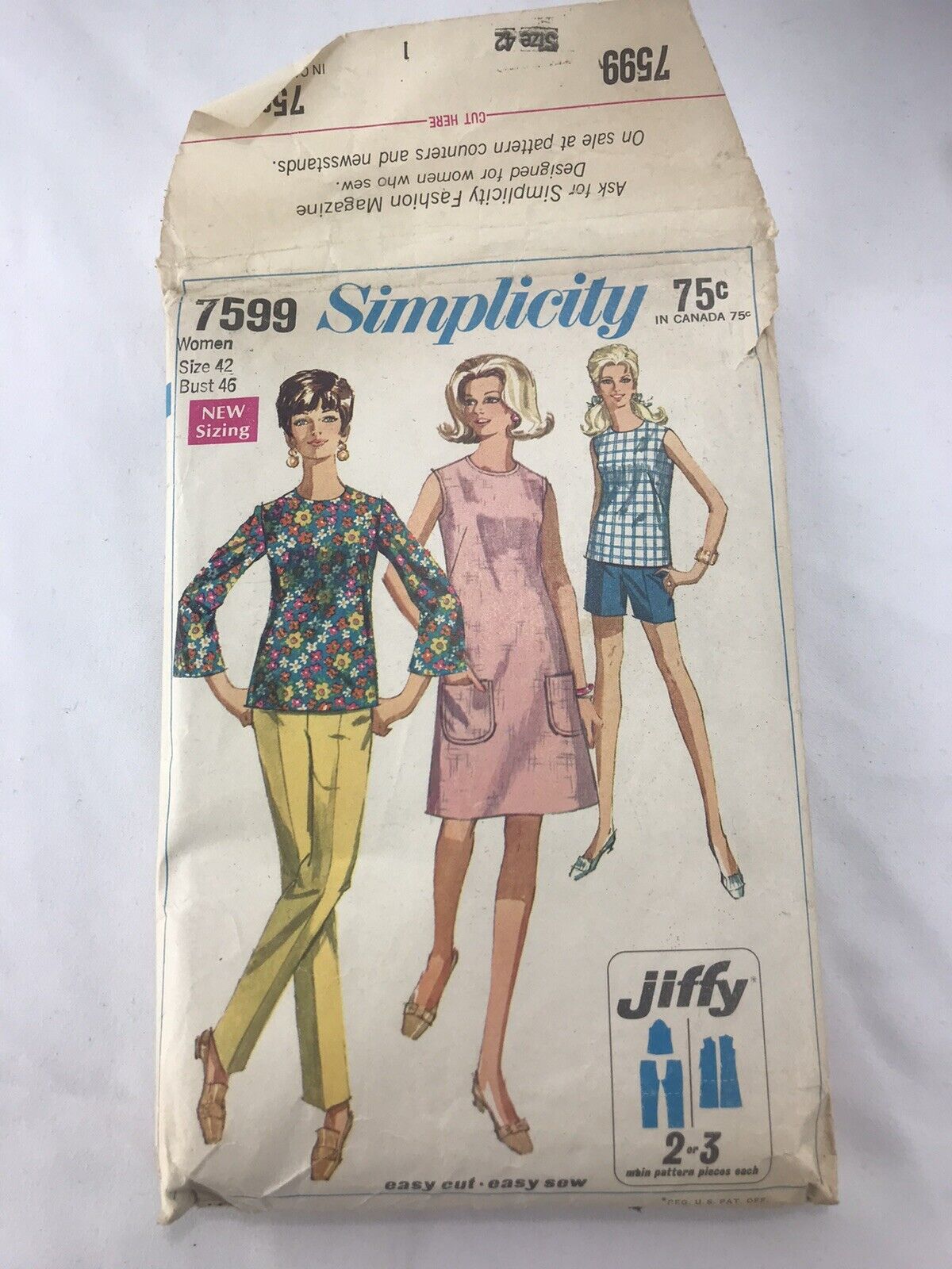 Vintage Sewing Pattern Simplicity #7599 Womens Dress Long Or Short Pants