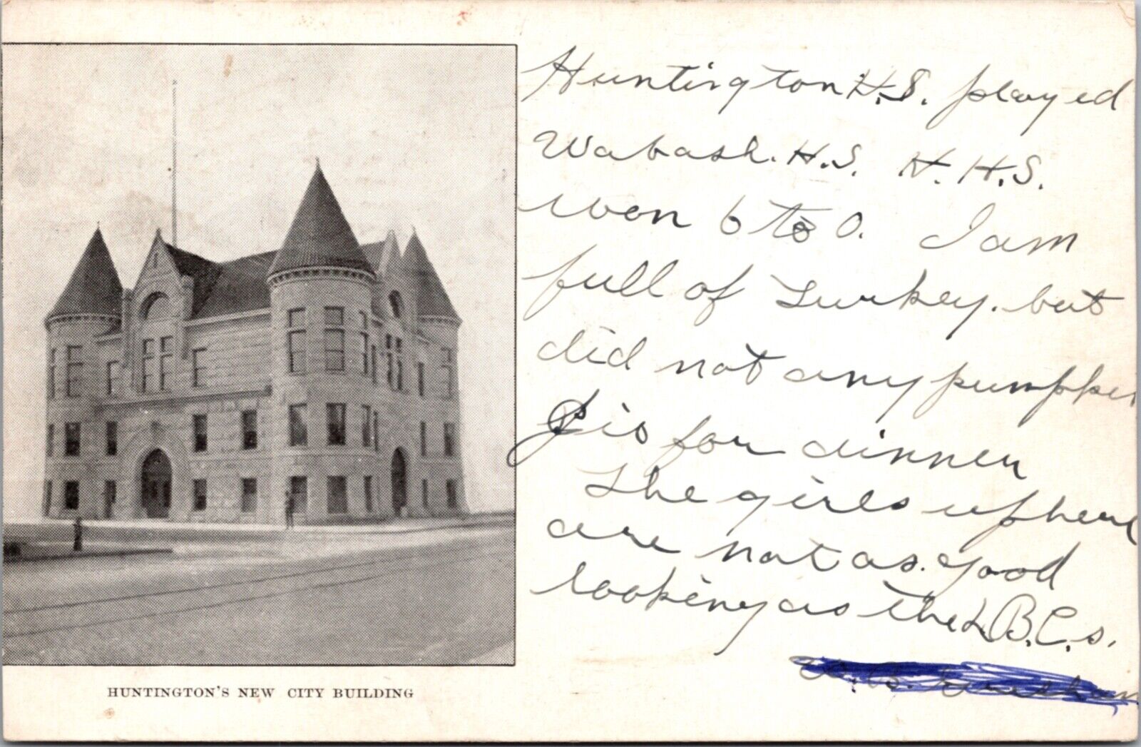 Postcard Huntington\'s New City Building in Huntington, Indiana