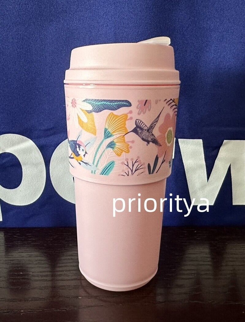 Tupperware ECO To Go Travel Cup Tumbler 16oz Blushing Meadow Pink New
