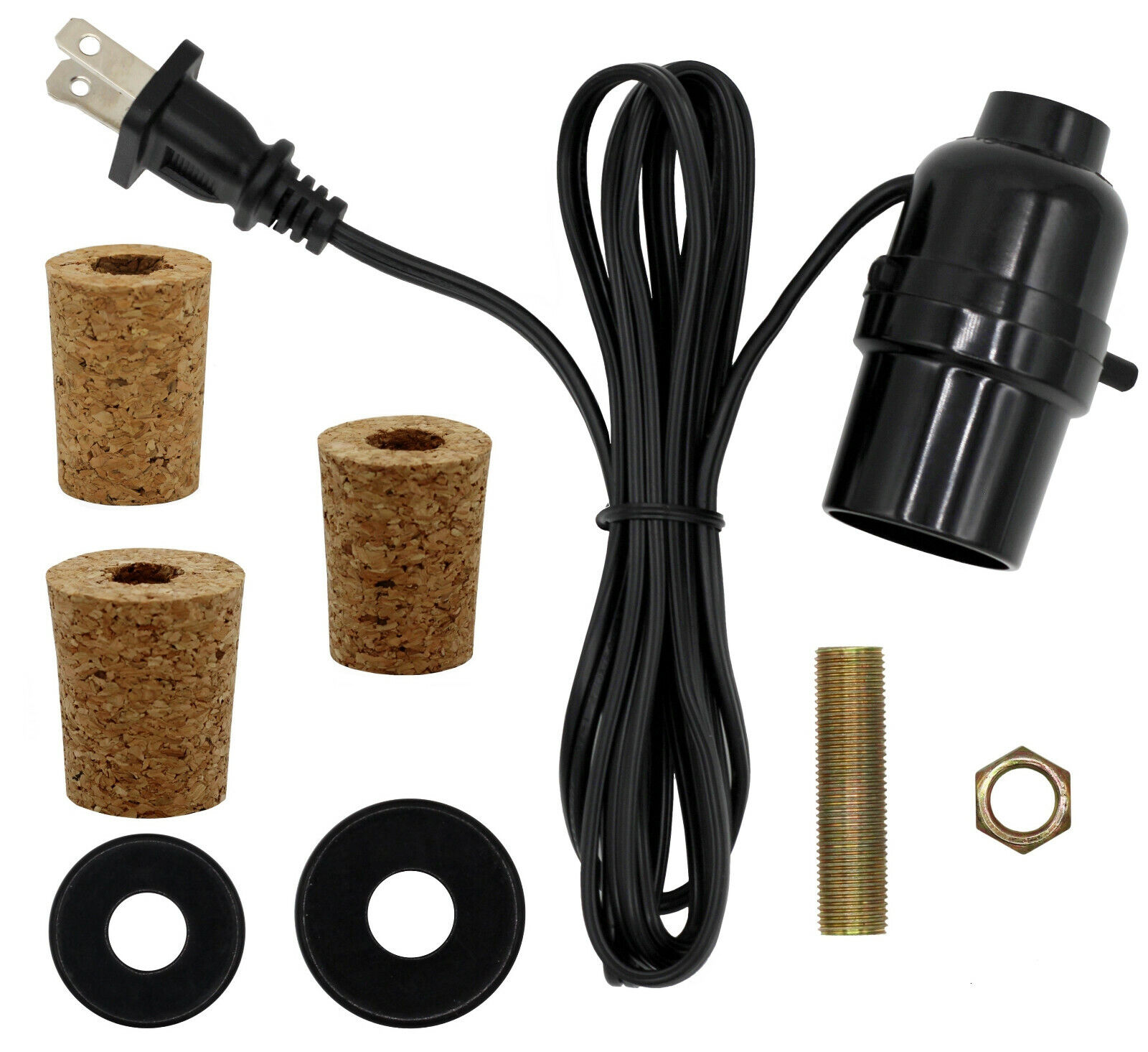 Pre-Wired Bottle Lamp Kit, Easily Convert Any Bottle Into A Lamp, DIY (Black)