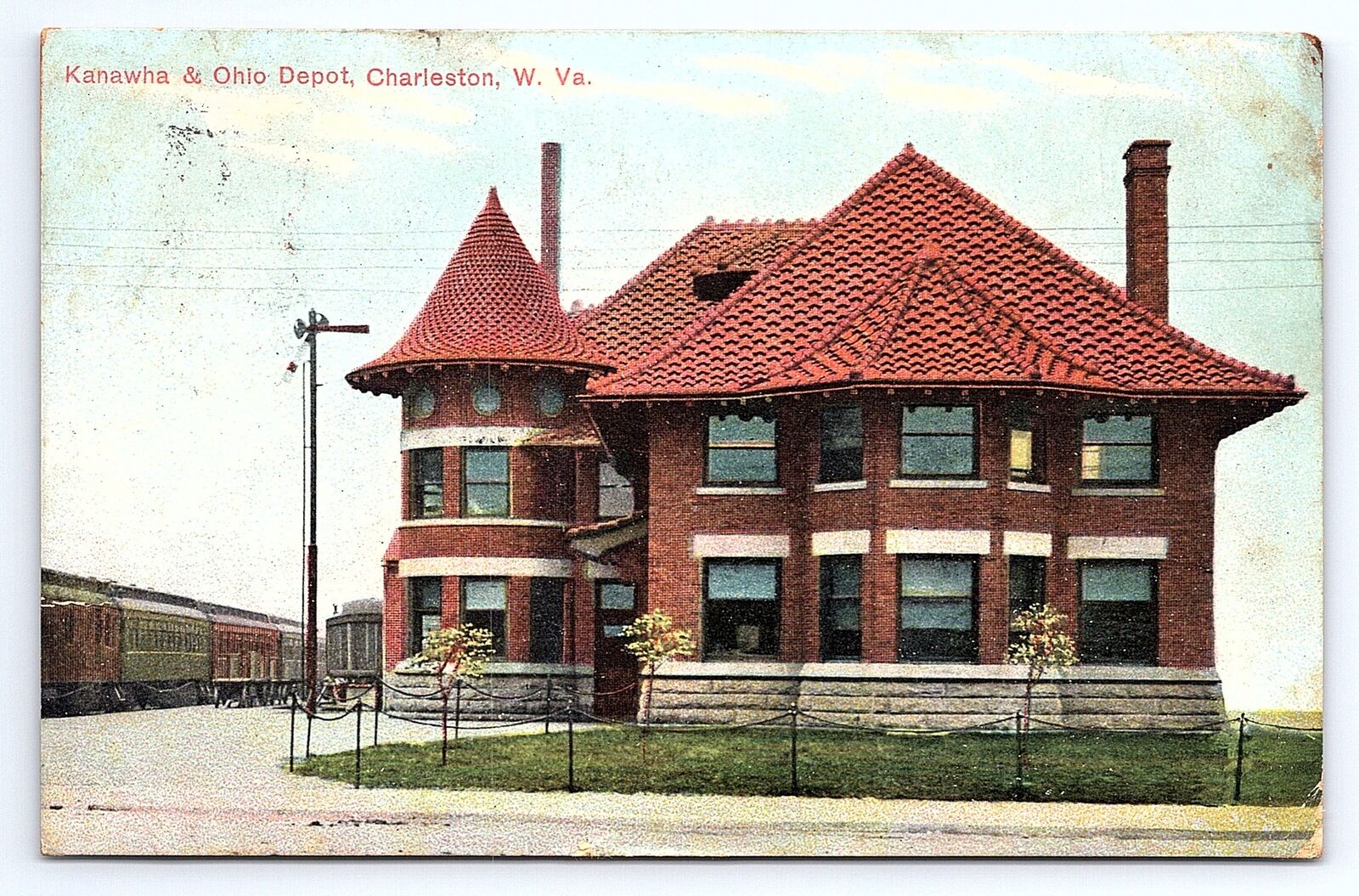 Postcard Kanawha & Ohio Railroad Depot Charleston West Virginia