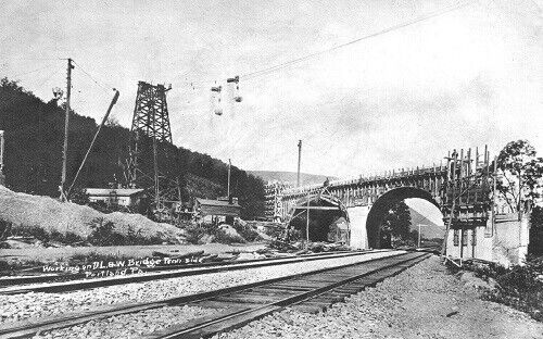 Railroad Train Bridge Construction Portland Pennsylvania PA Reprint Postcard