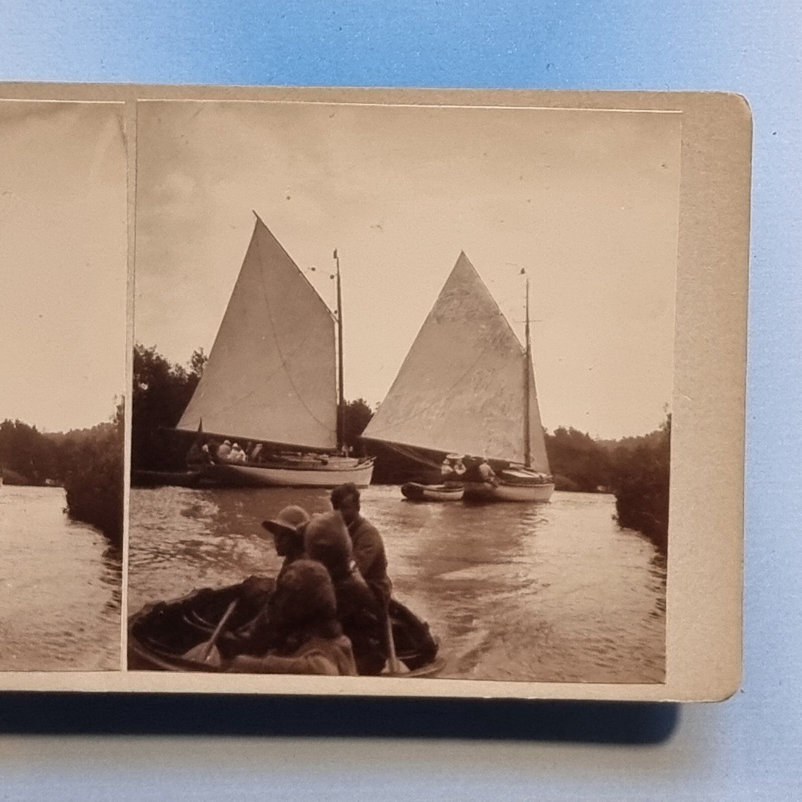 Melton Constable Stereoview 3D C1925 Real Photo Yachts On The River Bure Norfolk