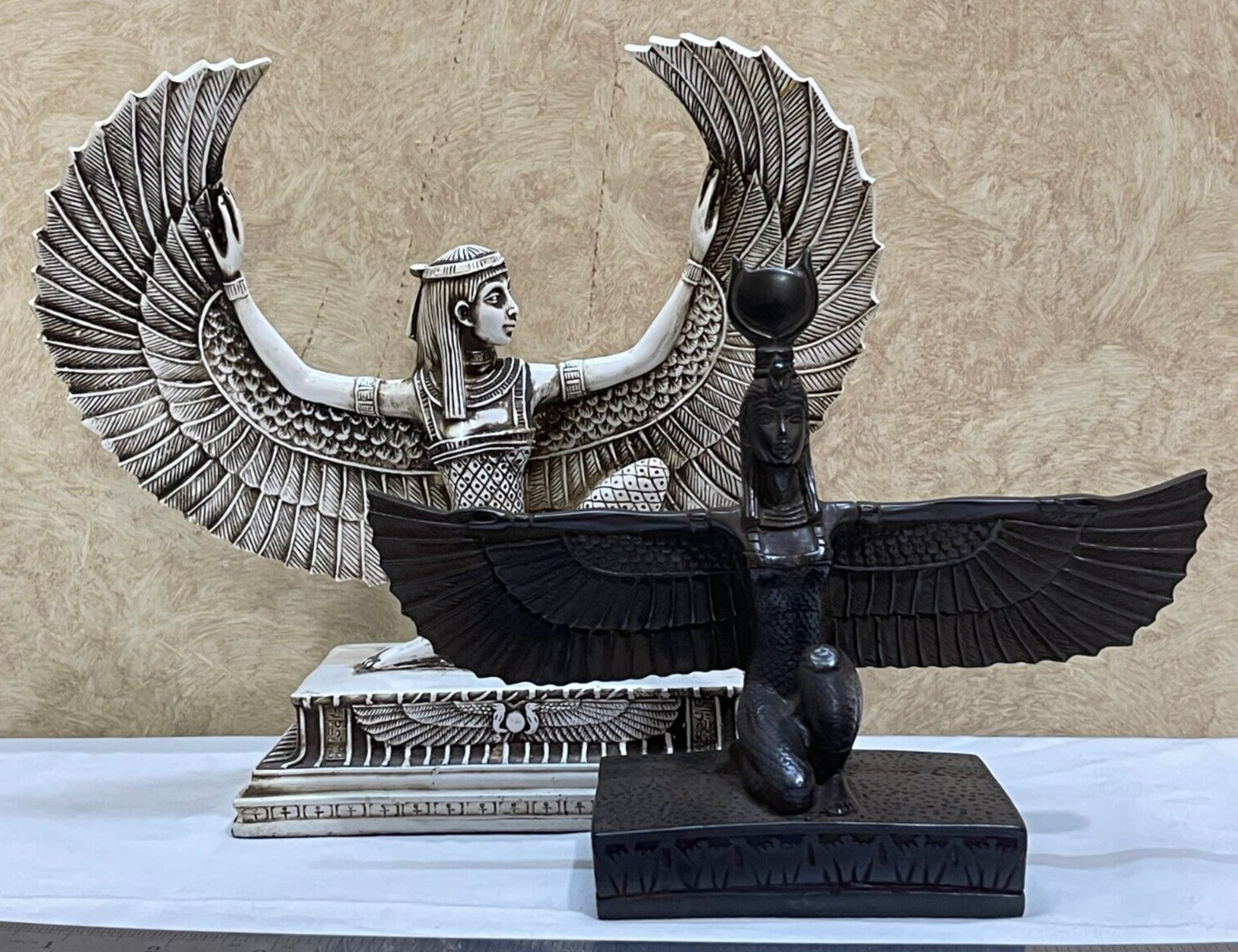 2x Egyptian Isis Goddess of Healing Statue with Outstretched Wings Made in Egypt