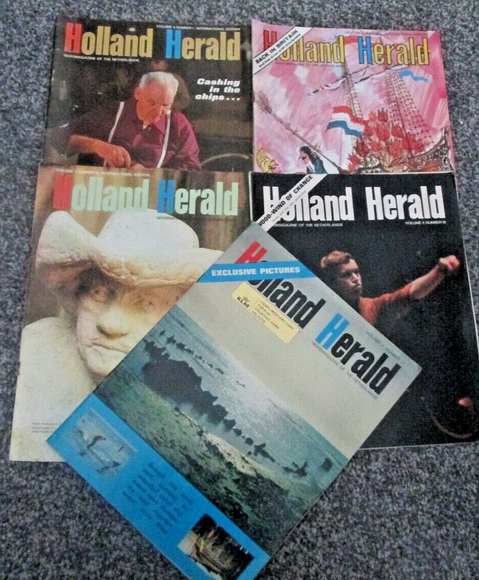 5.x.Holland Herald KLM In-Flight Magazines 1969 vol.4 nos.1,4,8,10, 11. Scarce