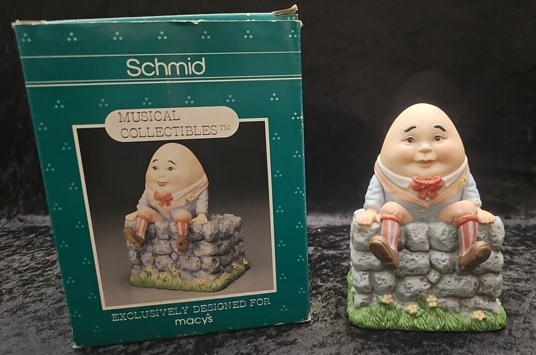 Schmid Ceramic Humpty Dumpty Music Box 1992 Musical Collectibles #96703