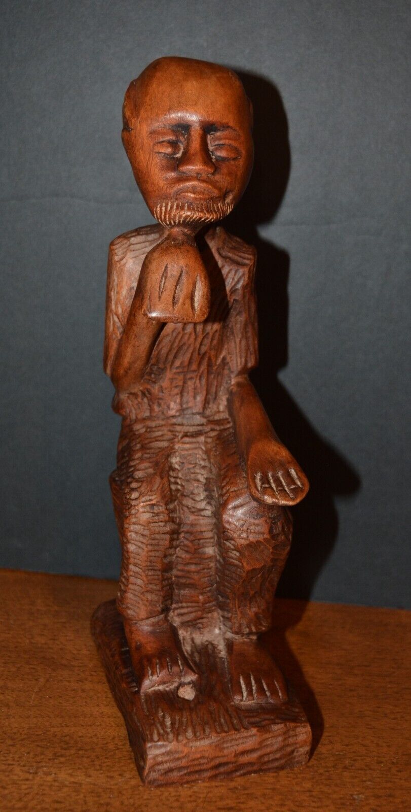 VTG Hand Carved Wood Statue African Haitian TRIBAL 12\