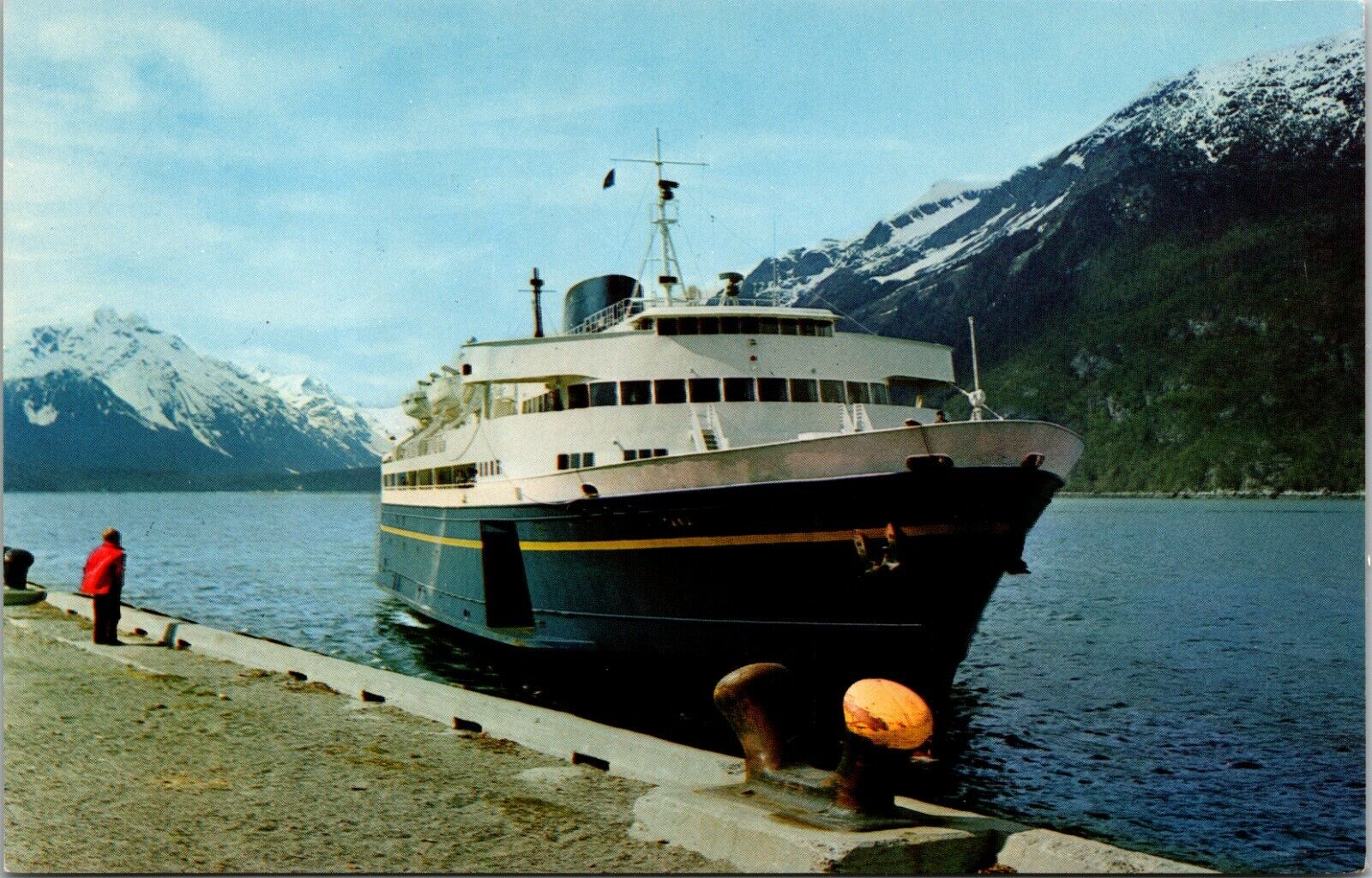 M.V. Taku, Alaska Marina Highway Ferry, boat at dock, Postcard