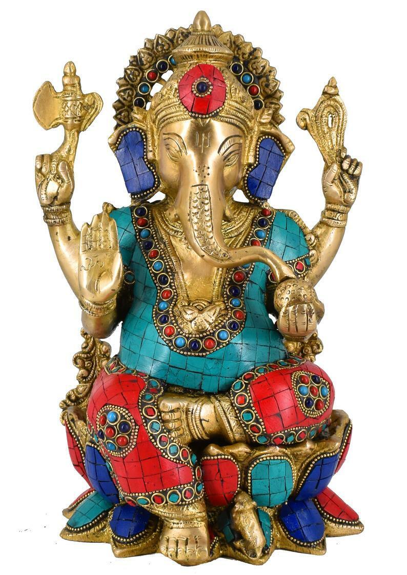Whitewhale Brass Decor India Mangalkari Ganesha Statue (12 inches)