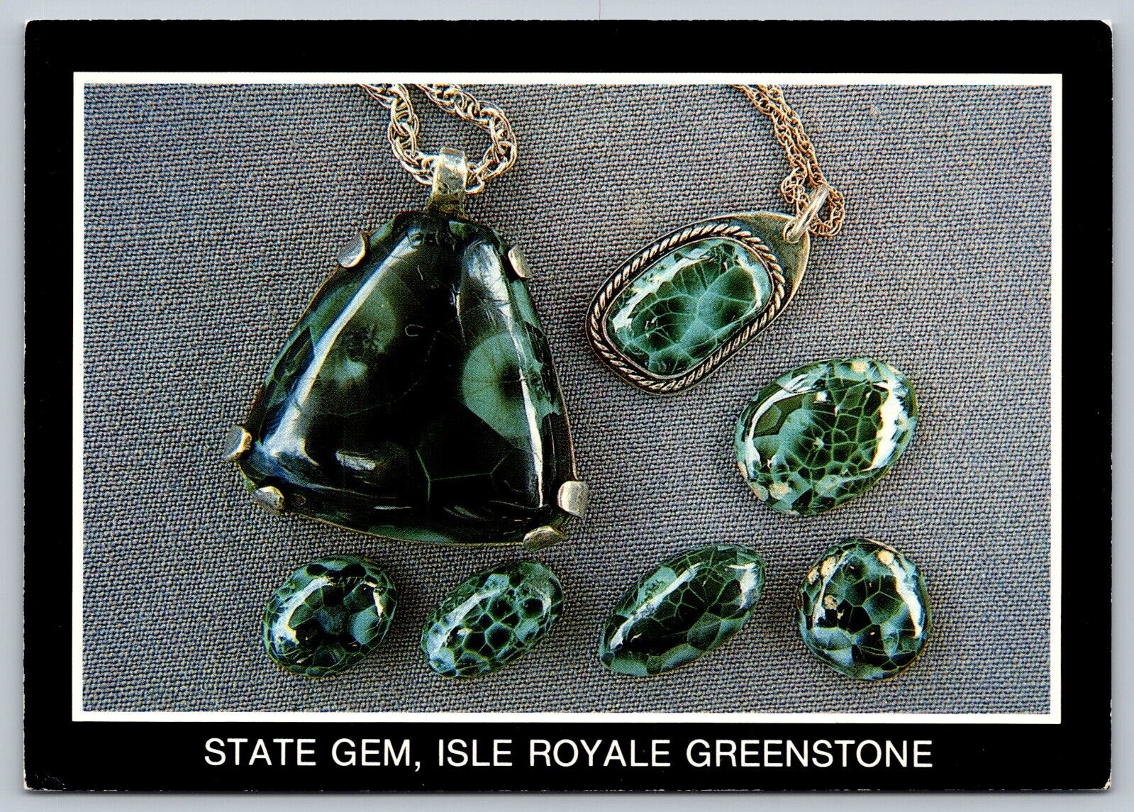 Postcard Michigan State Gem, Isle Royale Greenstone, Chlorastrolite
