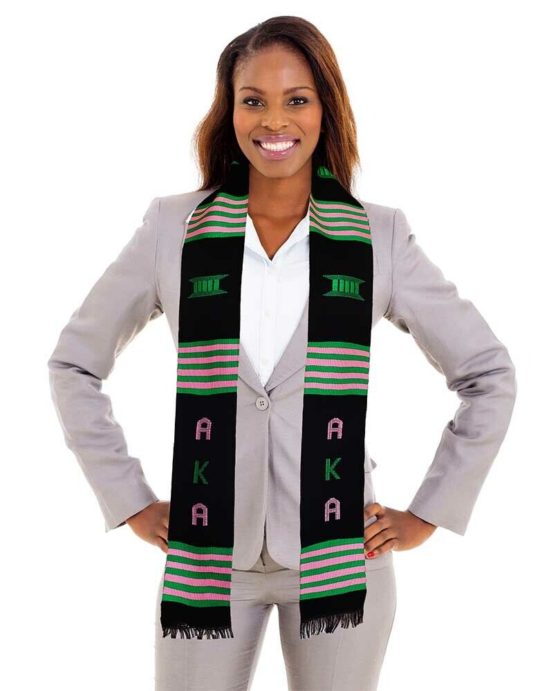 Black, Pink and Green Kente Cloth  Stole/Sash Graduation