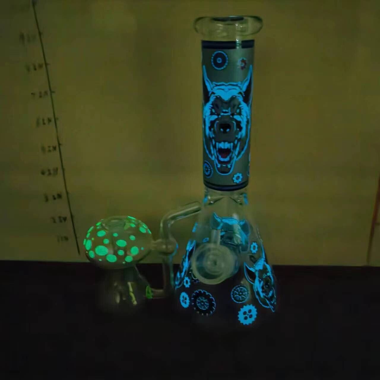 Handprint Cool bong Pipes Glass Hookah Water Pipe Tobacco Smoking +Glow Bubbler