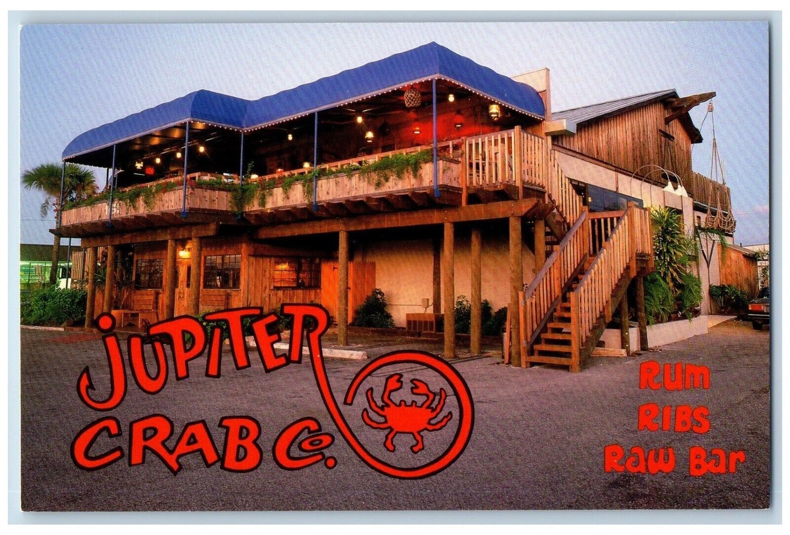 Jupiter Florida FL Postcard Crab Co. Sea Food Rum Ribs Raw Bar Restaurant
