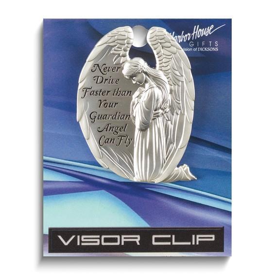 Silver-tone Metal Guardian Angel Visor Clip