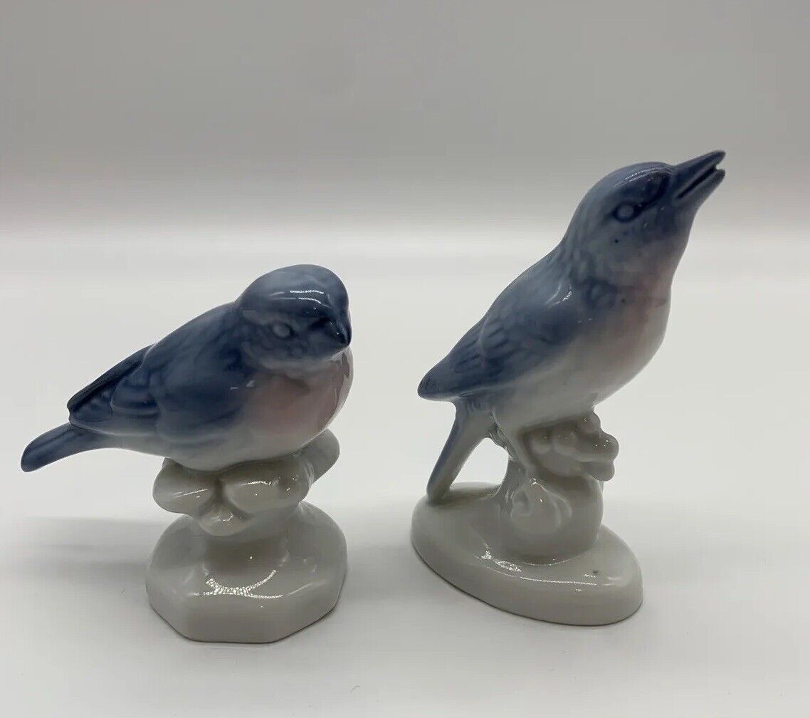 Vintage Gerold Porzellan Bavaria West Germany Set Of 2 Blue Bird Figurines
