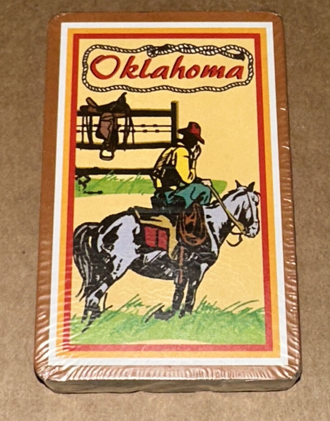 Oklahoma Indian Cowboy w/ Horse Playing Poker Cards NEW SEALED DECK + Hard Case